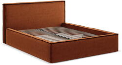 Makamii Terrakotta színű kárpitozott ágyneműtartós franciaágy ágyráccsal 140x200 cm Anani - Makamii