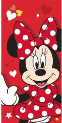 Jerry Fabrics Piros pamut gyerek fürdőlepedő 70x140 cm Minnie "Red heart" - Jerry Fabrics