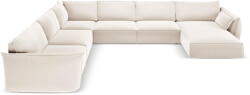 Mazzini Sofas Bézs bársony sarokkanapé (bal oldali-U alakú) Vanda - Mazzini Sofas