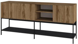 Marckeric Fekete-natúr színű komód tölgyfa dekorral 180x80x40 cm Amira - Marckeric