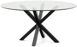 Kave Home Fekete kerek étkezőasztal üveg asztallappal ø 150 cm Argo - Kave Home - bonami - 165 402 Ft