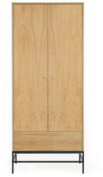 Woodman Natúr színű ruhásszekrény tölgyfa dekorral 80x190 cm Flora - Woodman