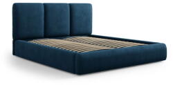 Mazzini Sofa Sötétkék kárpitozott ágyneműtartós franciaágy ágyráccsal 180x200 cm Brody - Mazzini Beds