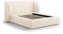 Micadoni Krémszínű kárpitozott ágyneműtartós franciaágy ágyráccsal 180x200 cm Miley - Micadoni