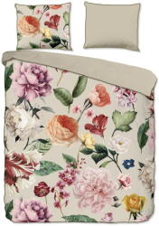 Descanso Bézs kétszemélyes-hosszabbított pamut-szatén ágyneműhuzat 200x220 cm Fiori - Descanso