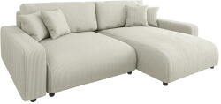 Ropez Krémszínű kordbársony kinyitható sarokkanapé (variálható) Sara - Ropez