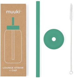 Muuki Szilikon szívószál tisztítókefével-fedéllel Frosted Green - Muuki