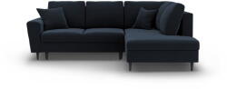 Cosmopolitan Design Sötétkék bársony kinyitható tárolóhelyes sarokkanapé (jobb oldali-L alakú) Kyoto - Cosmopolitan Design