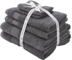 Catherine Lansfield Sötétszürke frottír pamut törölköző és fürdőlepedő készlet 6 db-os Anti-Bacterial - Catherine Lansfield