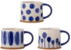 Bloomingville Fehér-kék agyagkerámia bögre szett 3 db-os 450 ml Linora - Bloomingville