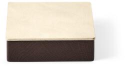 LIND DNA Barna-krémszínű fedeles-dekoratív fa-öko bőr tárolódoboz 11x11x3, 5 cm Square Nupo - LIND DNA