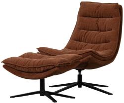 WOOOD Barna forgó zsenília fotel lábtartóval Kube - WOOOD