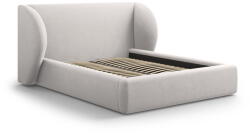 Micadoni Világosszürke kárpitozott franciaágy tárolóhellyel, ágyráccsal 200x200 cm Miley - Micadoni Home