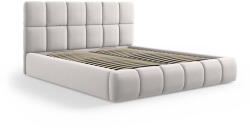Micadoni Világosszürke bársony kárpitozott ágyneműtartós franciaágy ágyráccsal 140x200 cm Bellis - Micadoni