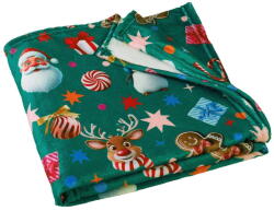 Catherine Lansfield Zöld mikroplüss takaró karácsonyi mintával 130x170 cm Christmas Icons - Catherine Lansfield