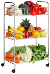 Premier Housewares Ezüstszínű fém gurulós polcos állvány 36x64 cm - Premier Housewares