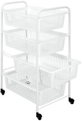 Metaltex India gurulós tároló állvány 4 kosárral, hosszúság 35 cm - Metaltex