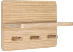 Hübsch Natúr színű fali fogas polccal, tölgyfa dekorral Space - Hübsch