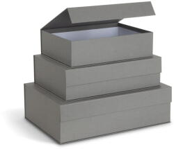 Bigso Szürke fedeles dekoratív karton tárolódoboz szett 3 db-os 42, 5x29, 5x13 cm Kian Paper Laminate - Bigso