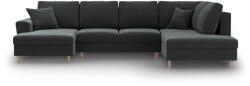 Cosmopolitan Design Sötétszürke bársony kinyitható tárolóhelyes sarokkanapé (jobb oldali-U alakú) Kyoto - Cosmopolitan Design
