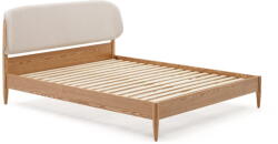 Kave Home Bézs-natúr színű kőrisfa franciaágy ágyráccsal 160x200 cm Octavia - Kave Home