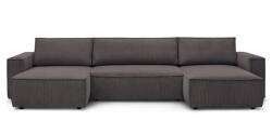 Bobochic Paris Szürkésbarna kordbársony kinyitható (U alakú) sarokkanapé Nihad - Bobochic Paris