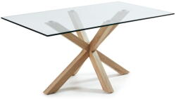 Kave Home Üveg étkezőasztal természetes talpazattal, 160 x 90 cm - Kave Home