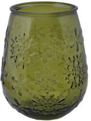 Ego Dekor Copos de Nieve zöld üveg váza karácsonyi mintával, magasság 13 cm - Ego Dekor