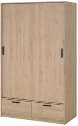 Tvilum Natúr színű ruhásszekrény tolóajtóval, tölgyfa dekorral 121x200 cm Line - Tvilum