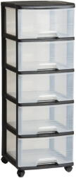 Curver Fekete-átlátszó műanyag gurulós polcos állvány 37x100 cm - Curver