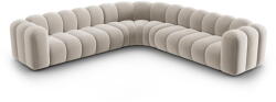 Micadoni Krémszínű bársony moduláris sarokkanapé Lupine - Micadoni