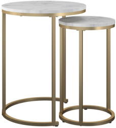 CosmoLiving by Cosmopolitan Fehér-aranyszínű kerek dohányzóasztal szett márvány dekorral 2 db-os ø 45 cm Amelia - CosmoLiving by Cosmopolitan