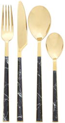 Premier Housewares Fekete-aranyszínű acél evőeszköz készlet 16 db-os Avie - Premier Housewares