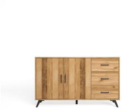 Marckeric Natúr színű alacsony komód tölgyfa dekorral 136x81 cm Nordic - Marckeric