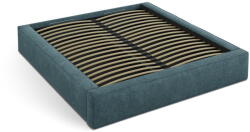 Micadoni Kék kárpitozott ágyneműtartós franciaágy ágyráccsal 140x200 cm Simon - Micadoni