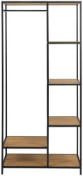 Actona Fekete-natúr színű nyitott ruhásszekrény tölgyfa dekorral 77x165 cm Seaford - Actona