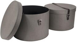 Bigso Szürke fedeles karton tárolódoboz szett 2 db-os ø 37, 5x25, 5 cm Rut Canvas Paper Laminate - Bigso