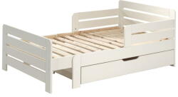 VIPACK Fehér bővíthető borovi fenyő ágyneműtartós gyerekágy matraccal-ágyráccsal Jumper - Vipack