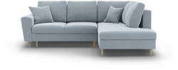 Cosmopolitan Design Világoskék bársony kinyitható tárolóhelyes sarokkanapé (jobb oldali-L alakú) Kyoto - Cosmopolitan Design