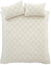 Catherine Lansfield Krémszínű kétszemélyes-hosszabbított buklé ágyneműhuzat 230x220 cm Cosy Checkerboard - Catherine Lansfield