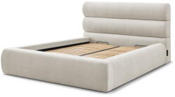 Bobochic Bézs kárpitozott franciaágy tárolóhellyel, ágyráccsal 160x200 cm Jagna - Bobochic Paris