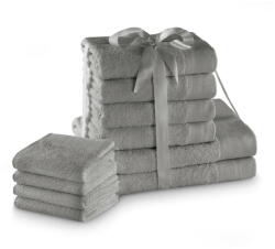 Restilo Szürke frottír pamut törölköző és fürdőlepedő készlet 10 db-os Amari - Restilo