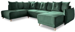 Miuform Zöld kordbársony kinyitható sarokkanapé (bal oldali-U alakú) Lazy Lukka - Miuform