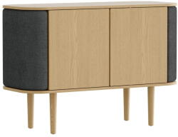 UMAGE Antracitszürke-natúr színű alacsony komód tölgyfa dekorral 109x75 cm Treasures - UMAGE