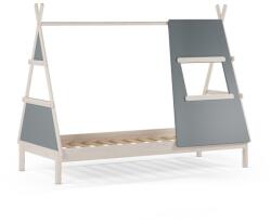 Marckeric Szürkészöld borovi fenyő házikó alakú gyerekágy ágyráccsal 90x200 cm Enola - Marckeric