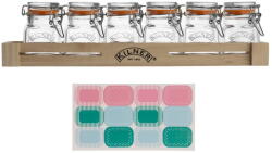 Kilner Herbs&Spices 6 darab fűszertartó fa polcon - Kilner