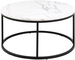 Actona Fehér kerek dohányzóasztal márvány dekoros asztallappal ø 80 cm Spiro - Actona