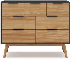 Marckeric Fekete-natúr színű borovi fenyő alacsony komód 120x83 cm Lavis - Marckeric