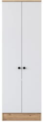 Kalune Design Fehér-natúr színű ruhásszekrény diófa dekorral 60x183 cm Theresa - Kalune Design