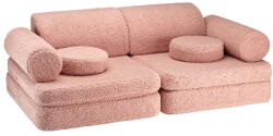 Wigiwama Rózsaszín buklé gyerek kanapé 132 cm Settee - Wigiwama